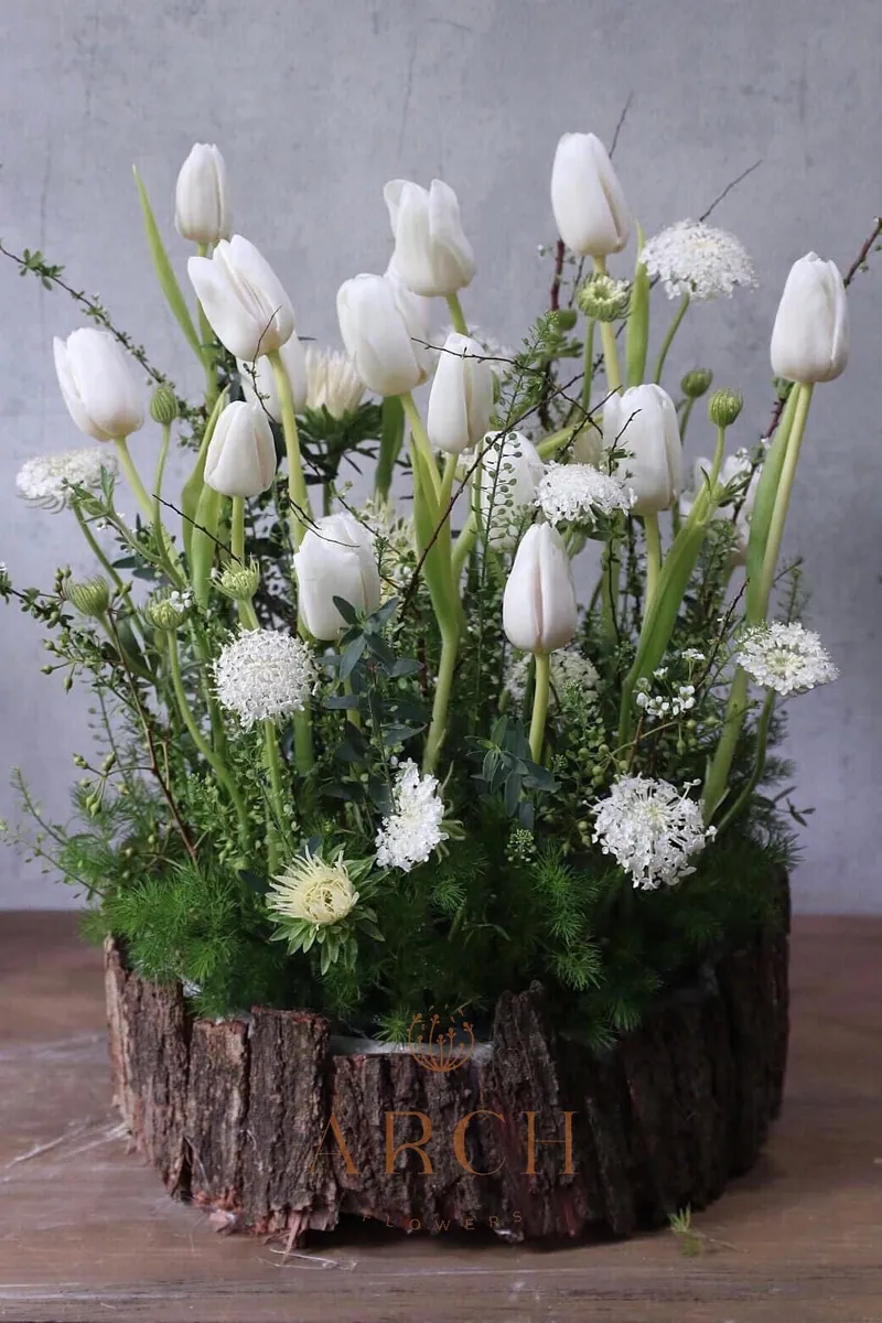Hộp Hoa Chúc Mừng Sinh Nhật Tulip Trắng