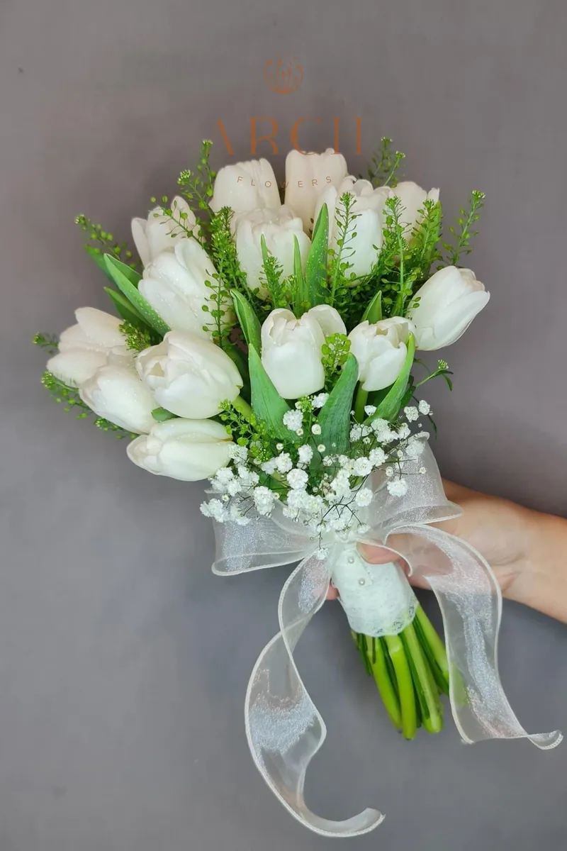 Hoa Cưới Tulip Trắng Baby
