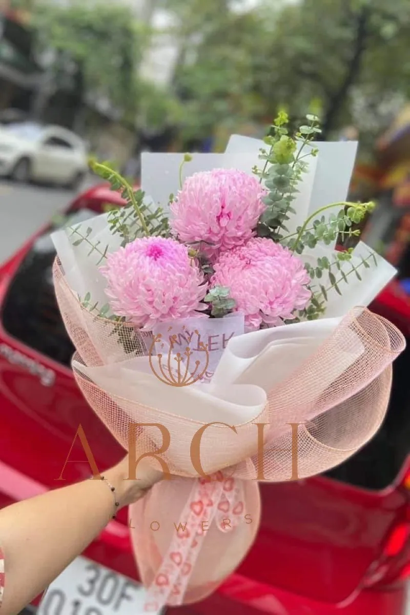 Bó Hoa Cúc Mẫu Đơn Hồng Phấn Sinh Nhật