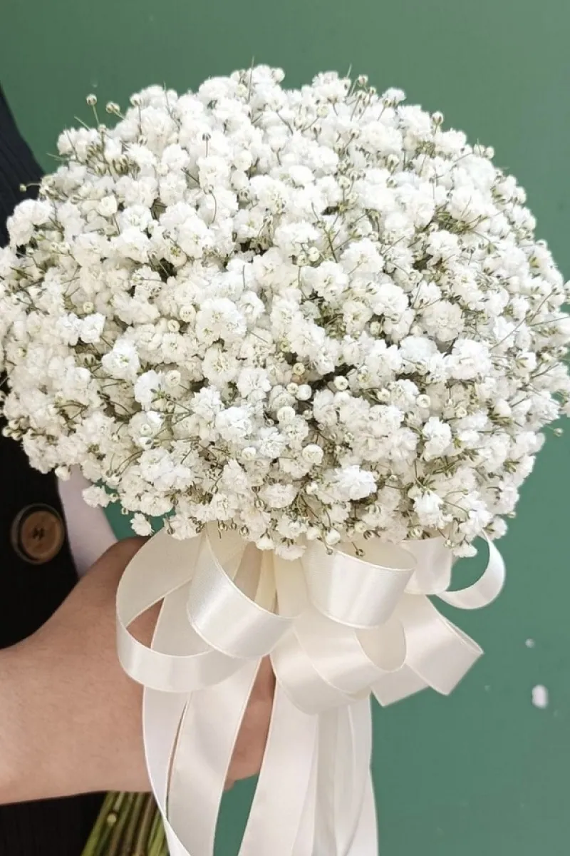 Bó Hoa Cưới Bi Trắng