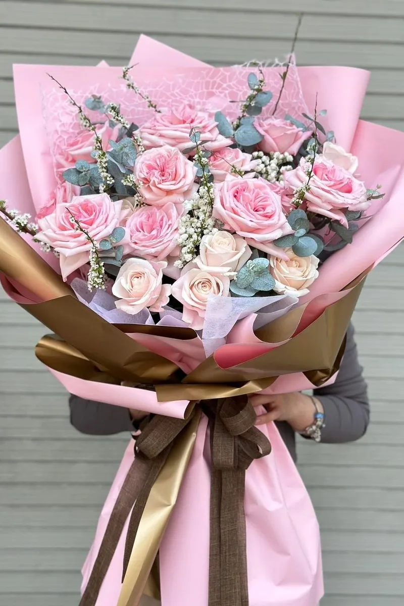 Bó Hoa Hồng Phấn Tuyết Mai