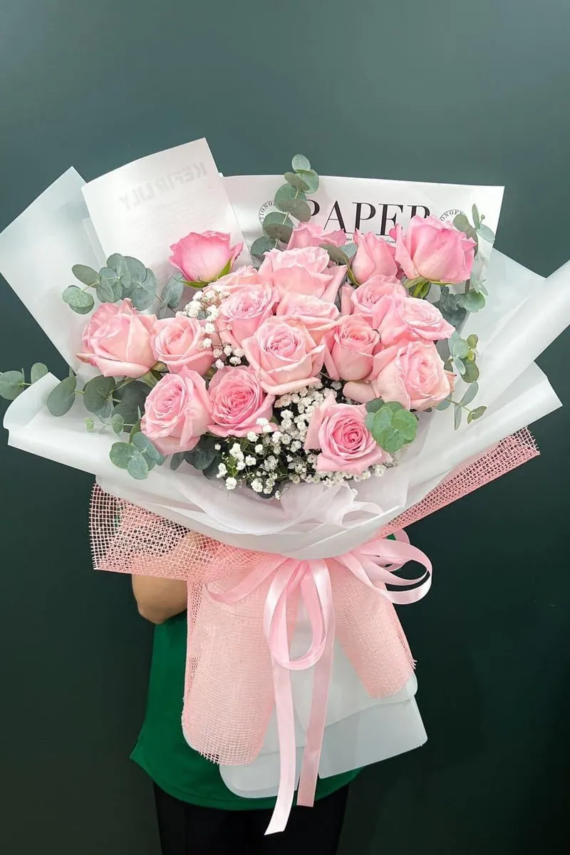Bó Hoa Hồng Pastel Baby Trắng