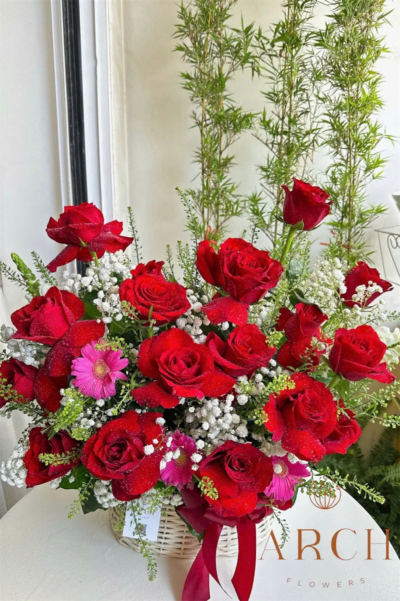 Giỏ Hoa Hồng Đỏ Đẹp